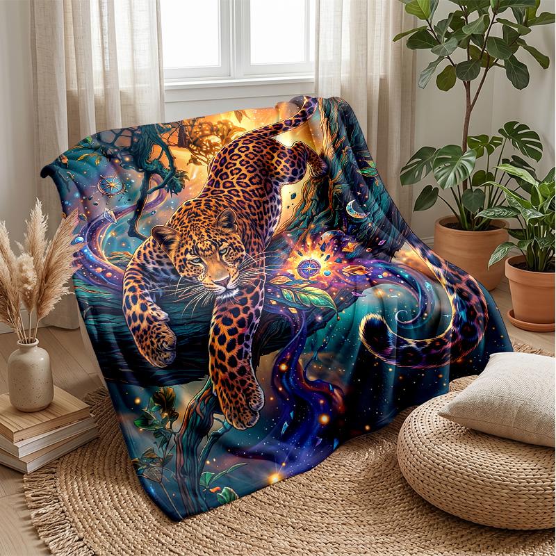 Jungle Leopard Elegance 1 Theme Blanket Lightweight Warm Flannel Blanket Decorative Throw Blanket for Home Decoration