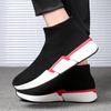 Sizes 39-46 Autumn Winter Sneakers Men Boots Coral Velvet Warm Ankle Boots Male Stretch Slip-on Sock Shoes Platform Casual Shoes