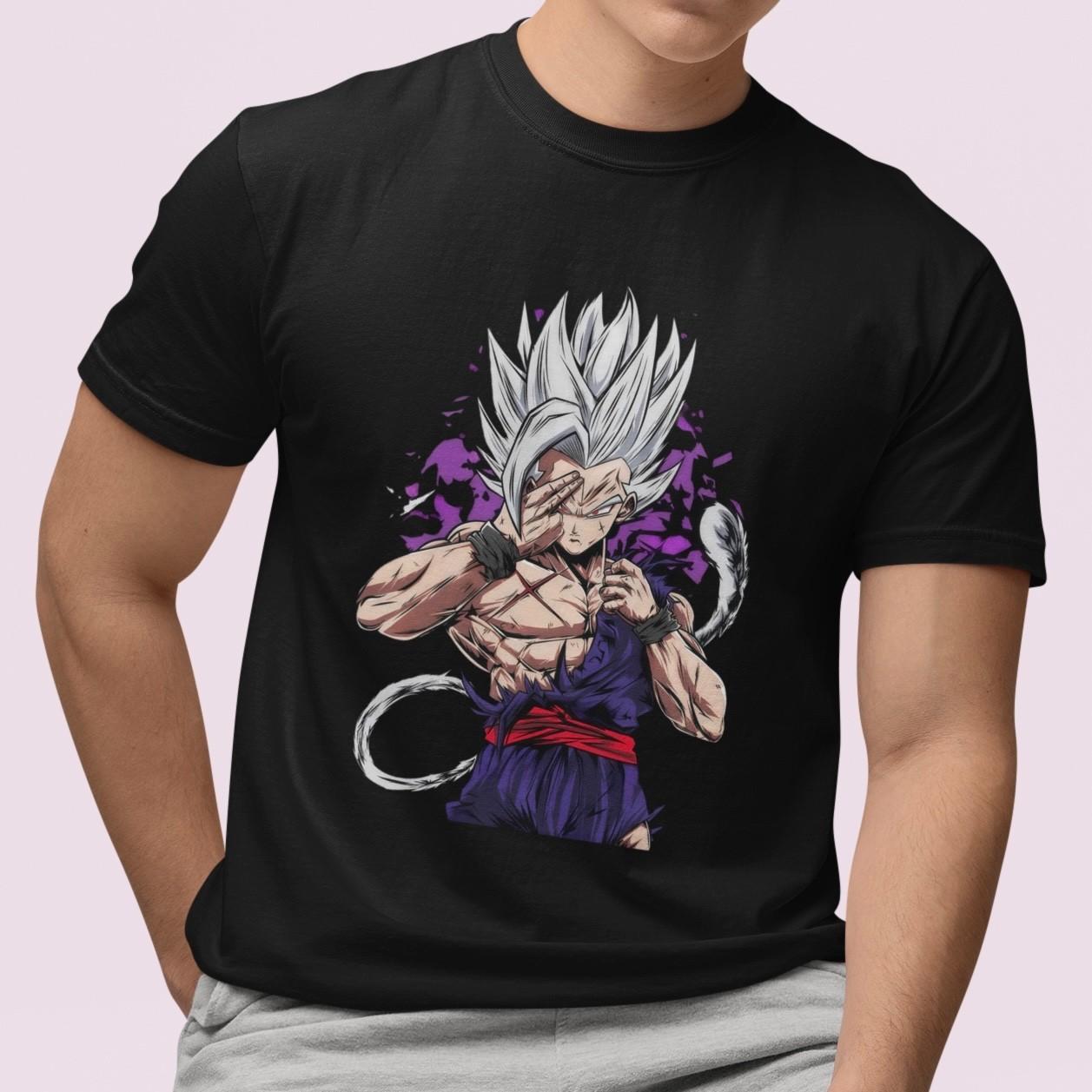 Anime Warrior T-Shirt Powerful Saiyan Style Graphic Tee Unisex Casual Top Gift L