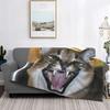 Big Floppa Caracal Cat Cute Meme Blanket Soft Coral Fleece Warm Flannel Bathtub Throw Blankets For Sofa Car Bedroom Bedspread