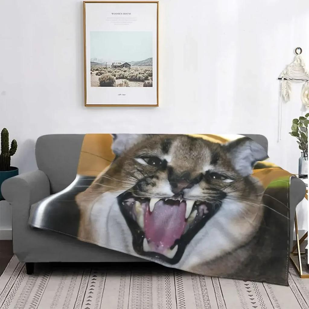 Big Floppa Caracal Cat Cute Meme Blanket Soft Coral Fleece Warm Flannel Bathtub Throw Blankets For Sofa Car Bedroom Bedspread