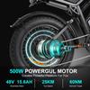 JKING Electric Bicycle 500W Fat Tire 7-Speed 20-inch Alloy Steel