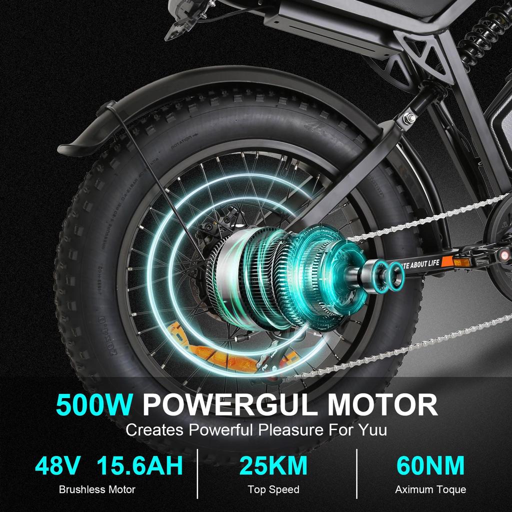 JKING Electric Bicycle 500W Fat Tire 7-Speed 20-inch Alloy Steel