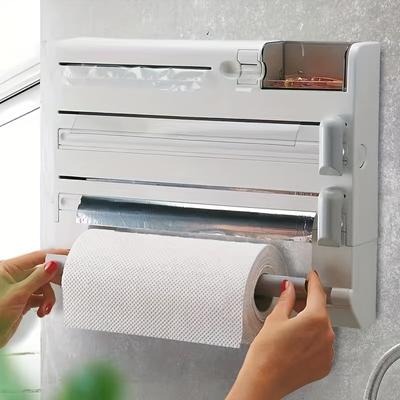 Cortador de filme plástico multifuncional Suporte de parede Rolo de papel alumínio Autêntico dispensador de rolo de parede para papel alumínio