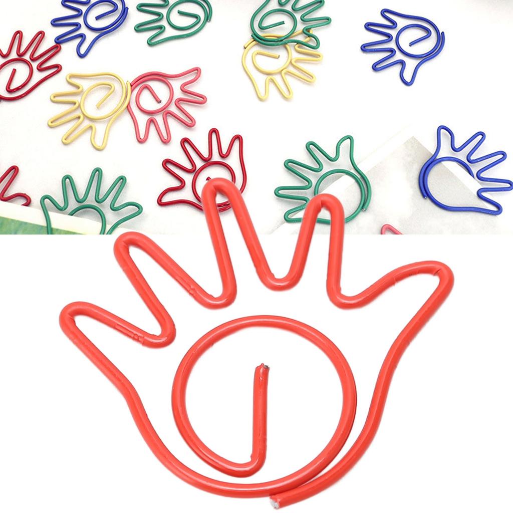 100Pcs Paper Clip Metal Hand Shaped Design Rustproof Paperclip Decoration for School