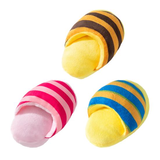 Hund Plüsch Pantoffel Spielzeug Interaktiv Quietschend Welpe Kauspielzeug Gefüllter Pantoffel Weiches Hund Zahnungsspielzeug für Kleine Mittlere Hunde Beißen Kauen