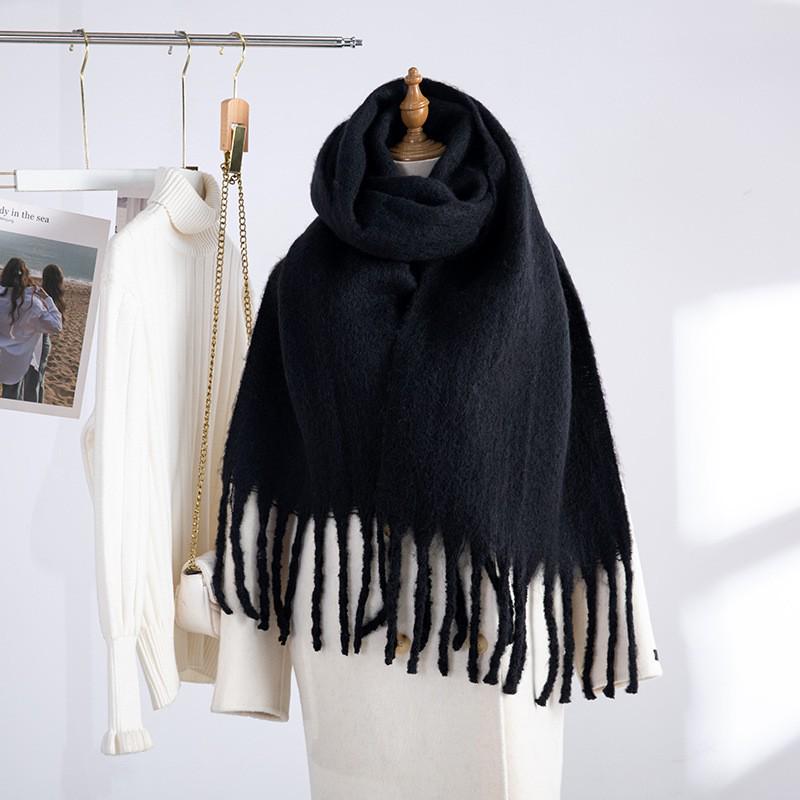 Women's European and American Style Long Fringe Mohair Scarf - Warm Autumn/Winter Shawl & Neck Warmer