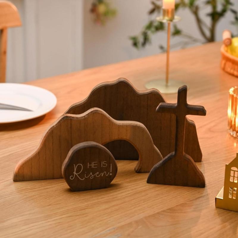 Traditionelle Berg-Grab-Ausstellung aus Holz mit beweglichem Stein für Zuhause