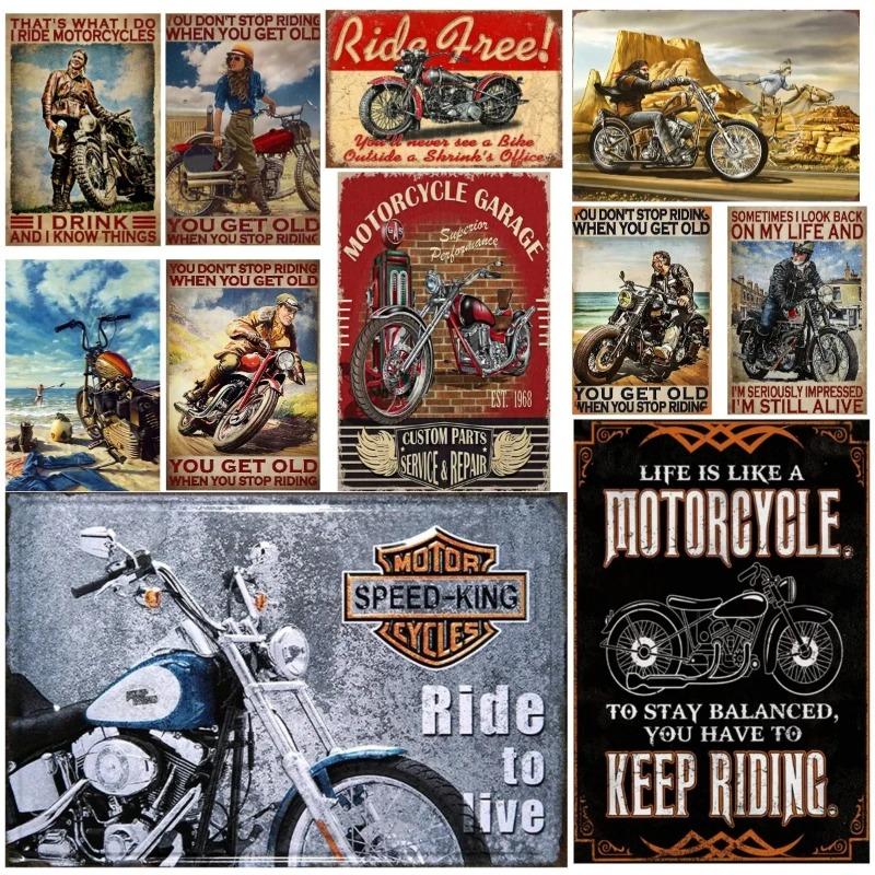 Vintage Motorcycle Metal Tin Signs Decor Wall Art Coffee Bar Vintage Metal Tin Sign Office Home Toilet Signs Wall Decor Pictures