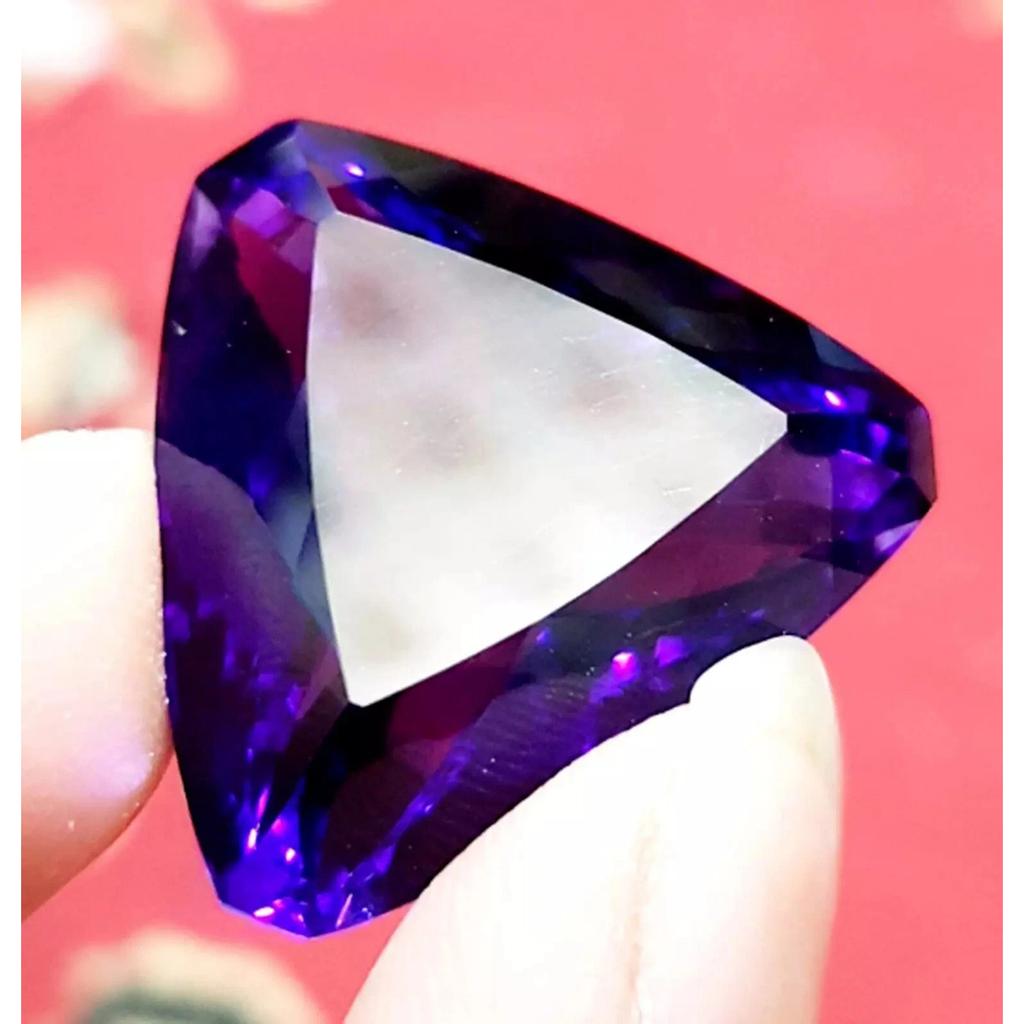 Stunning Wonderful Amethyst Purple Trillion 58-60 Ct Certified Loose Gemstone