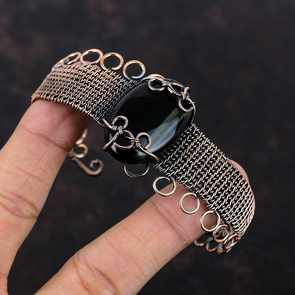 Nellite Bangle Copper Wire Wrapped Gemstone Cuff Bracelet Adjustable Bangle Handmade Cuff Bracelet Nellite Copper Wire Jewelry Gift For Wife