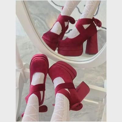 2024 French Mary Jane Women's Thick Heel High Heels - Elegant, Shallow Mouth, Perfect for Spring & Autumn