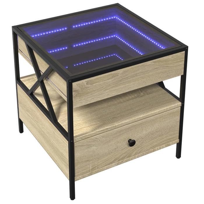 VidaXL Table basse avec LED Infinity chêne sonoma 50x50x51 cm, table d'appoint, table de salon, table latérale, bout de 847713