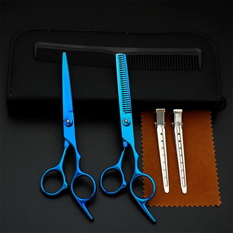 Multi-Color Hairdressing Scissor Set: Flat & Tooth Scissors for Salon Use
