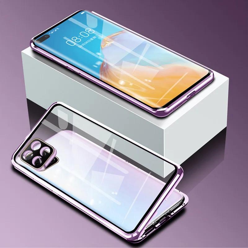Coque de téléphone magnétique en métal pour Poco F7 Ultra X7 X6 F6 F5 Pro C75 M7 5G Housse en verre trempé double face Protection d'objectif Coques