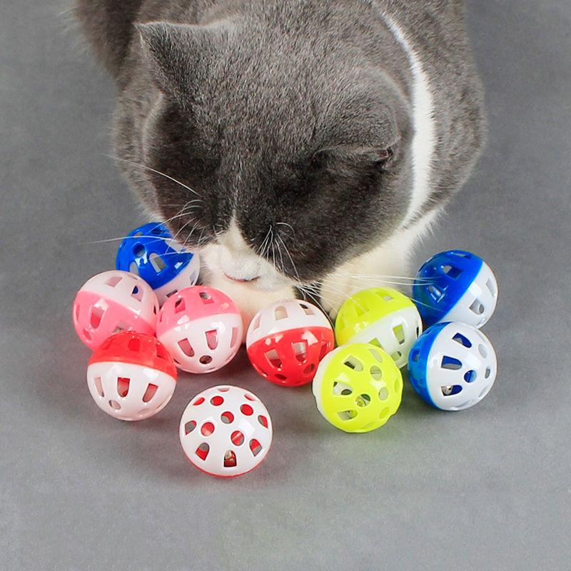 Cat Toy Ball Sounding Bell Interactive Cat Toy Multi-color Plastic Hollow Toy Ball Pet suppliesPack of 3 Balls