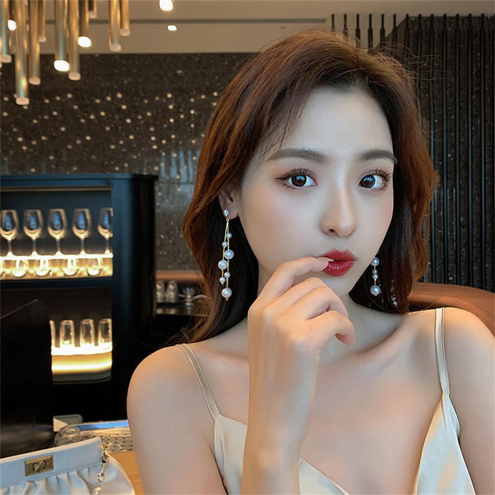 Hypoallergenic Elegant Wedding Earrings Sparkly White Faux Pearls Dangle Drop Earrings for Women Girls Bridal Christmas Gift