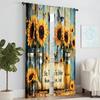 Set Of 2 Rustic Versatile Polyester Transparent Curtains Home Decoration Vintage Yellow Floral Use Bedrooms Living Curtain Ideal For Sleeping Area