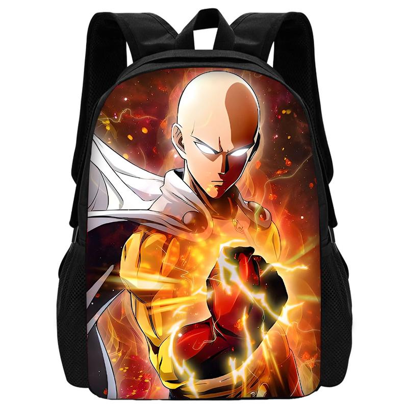 Kinder Anime One Punchs Man Schulrucksack mit Brotdosen ,Federmäppchen ,Schultaschen für Jungen Mädchen Bestes Geschenk