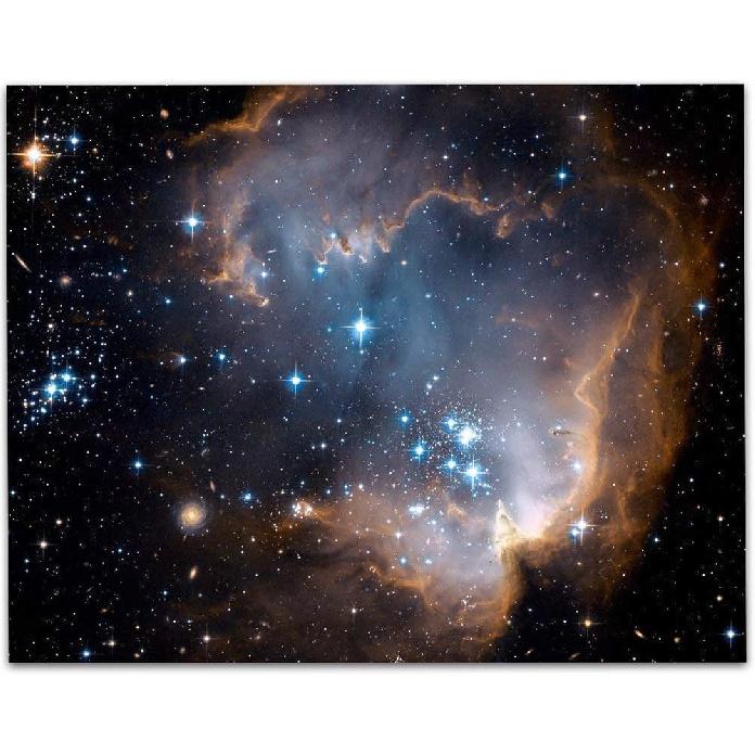 Hubble Telescope Photo of Star Cluster NGC 602 11x14 Unframed Poster – Nebula Space Wall Art for Astronomy Lovers, Cosmic Photography of Milky Way, 14 L x 11 W