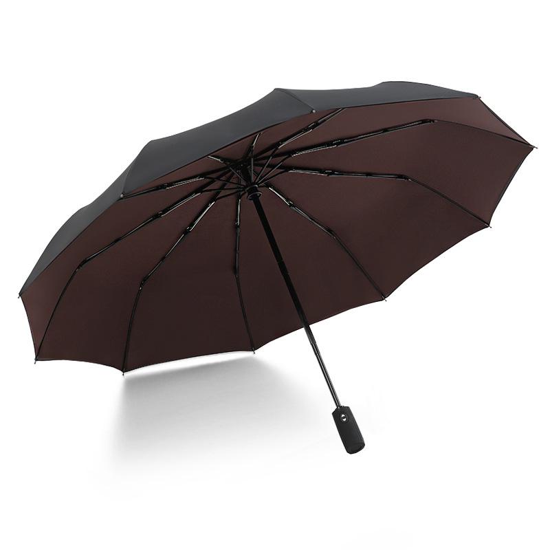 Automatic double-layer umbrella 10-bone wind-resistant three-fold men's umbrella umbrella word plus umbrella