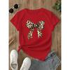 Summer New 90s Leopard Print Bow Short Sleeve Print Clothing Women's T-Shirt Harajuku Graphic Clothing Women's Top Tee