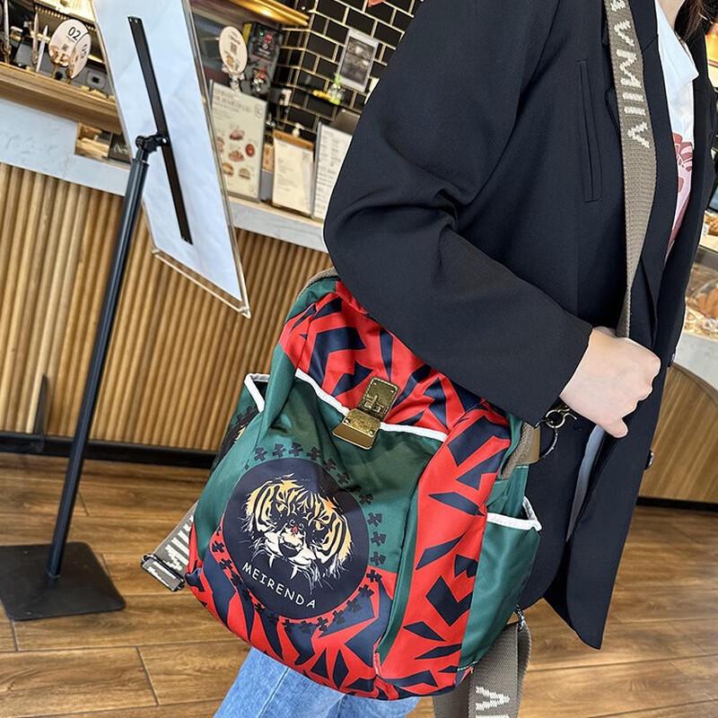 Women's Trendy Tiger Head Multi-Purpose Oxford Backpack