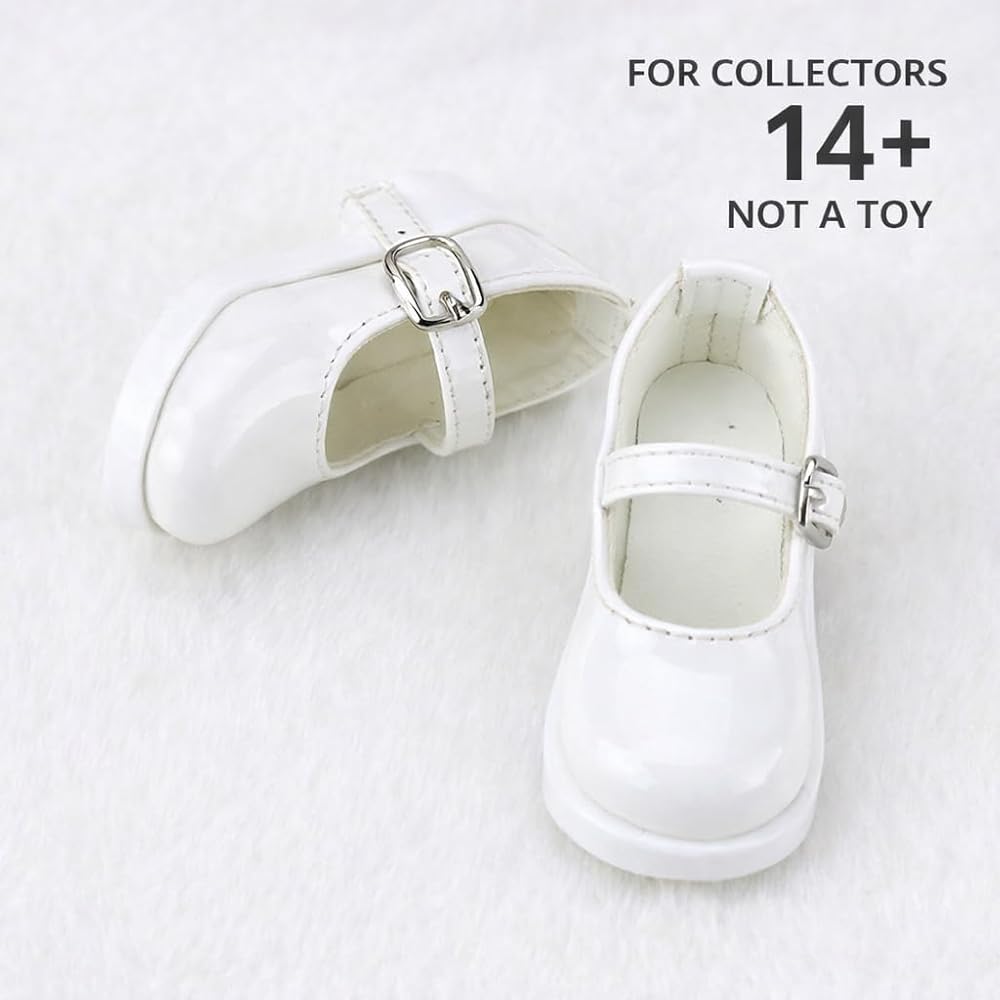 Sunny Step Doll Shoes White 1/4 Scale Strap Shoes Black Lolita Patent Leather