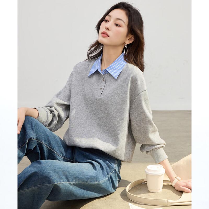 Women s Striped Splicing Long-Sleeve Sweatshirt S