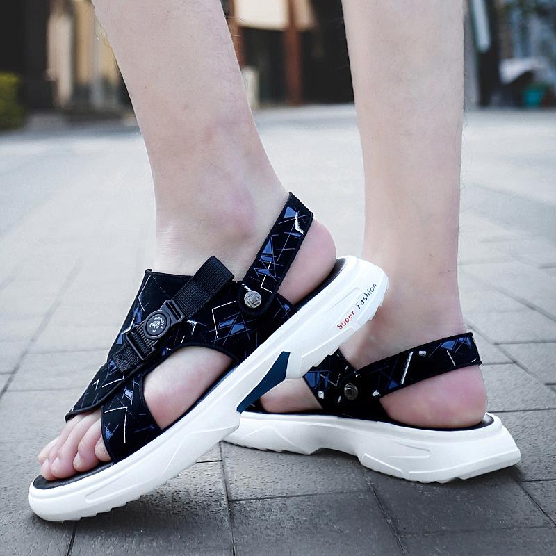 Men's Sandals New Summer Beach Shoes Breathable Outer Wear Dual-Use Non-Slip Soft Back Thick Back Slippers