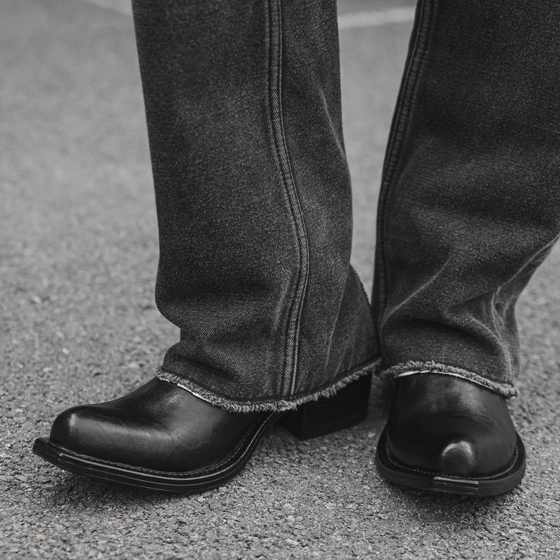 British Men's Trendy High-top Casual Heightening Platform Chelsea High-heeled Upturned Pointed Wizard Boots