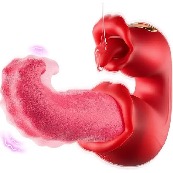 Adult Sex Toys for Women 4in1 Vibrator with Tongue Thrusting Dildos G Spot Dildo 10 Clitoral Licking Modes Female Masturbation