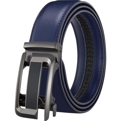 Greenie Golf PU Plus Suitable for and Airsoft Men's Belt, Auto-Lock, Leather, Size, Business, Casual, Outdoor, Work, (GR-2309-05) (130cm, Blue)