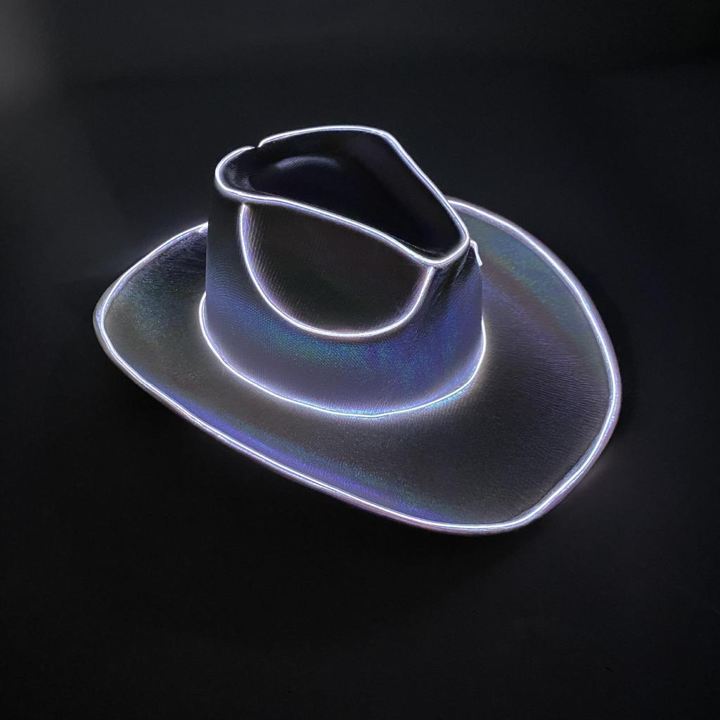 Iridescent LED Light-Up Cowboy Hat for Cosplay & Halloween