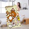 Cute Rilakkuma Bear Microfiber Printed Beach Towel Mountain Climbing Yoga Beach Swimming Running Absorbent Soft Towel
