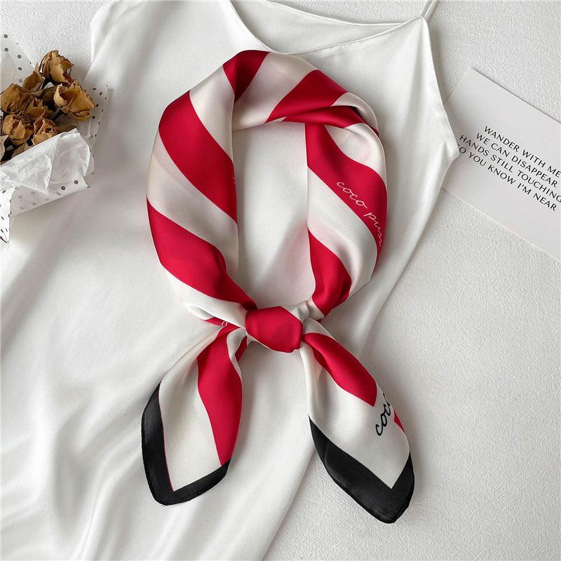 Foreign Style Small Silk Scarf 71cm Square Scarf Hangzhou Silk Imitation Silk Scarf Professional Women's Scarf Decorative Small Silk Scarf