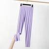 Women's Elastic Waist Leggings Slim Fit Pants High Stretch Solid Rayon Spandex Summer Plus Size Nine Point Casual Bottoms
