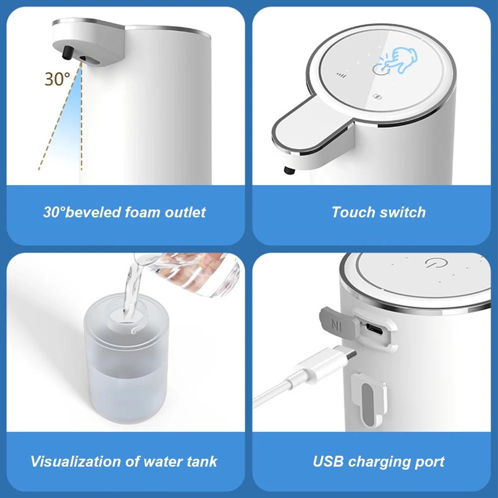 400ML ABS Material 4 Gänge Wiederaufladbarer Automatischer Sensor Smart Seifenspender Wandmontiert Manuelle Handdesinfektionsmittel Waschmaschine