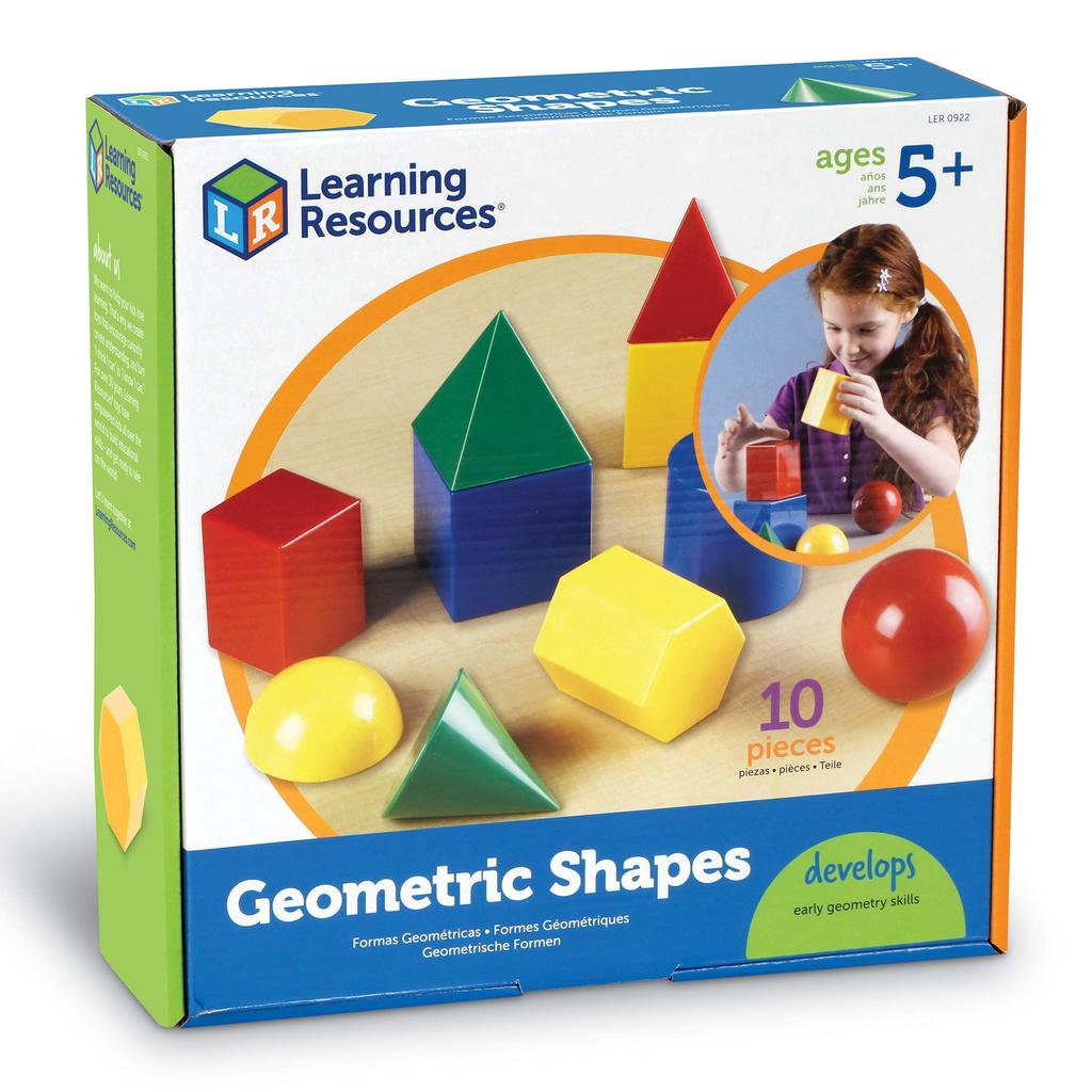 Learning Resources Math Learning 3D Shape Authentic Materials, Blocks, Plastic, 10-Piece Set, LER0922,