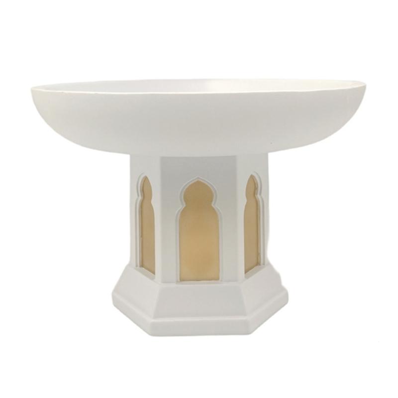 Gold and White Mosque Tower Model Desktop Ornament,Ramadans Eid Home Decors Decorative Ornament for Table Bookshelf