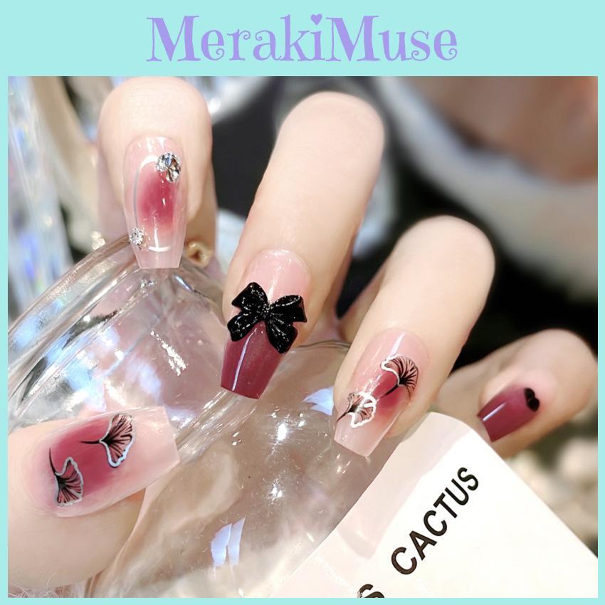 Butterfly Bow Nail Sticker Wearable Nail Blush Fake Nail Finished Nail Sticker A21 Gel Jelly Double-sided Style