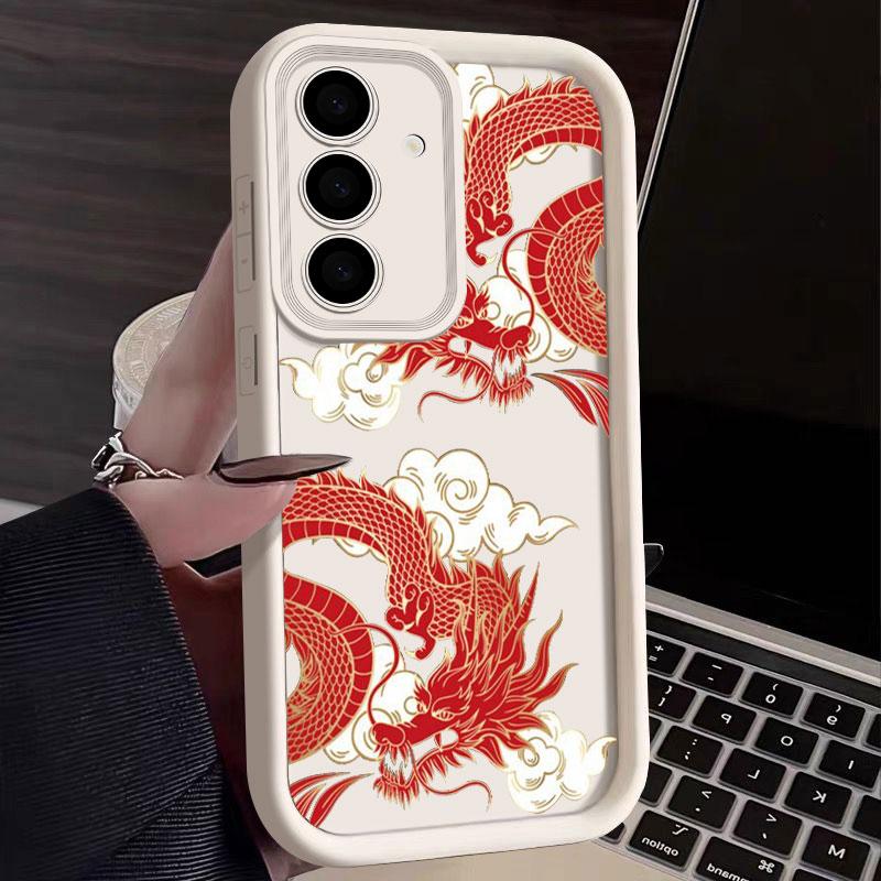 Dragon Clouds Line Art Pattern Tiger S25Ultra Phone Case For Samsung Galaxy S25 S24 S23 Ultra 5G S22 S20 Plus S21 FE Cover Funda