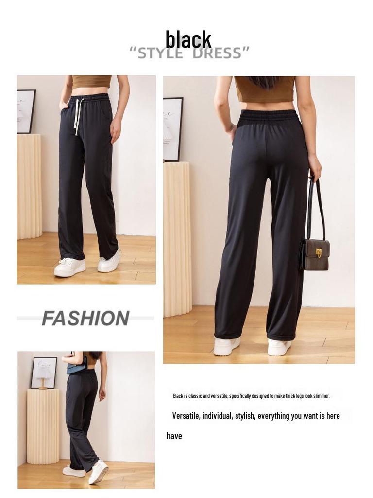Ice Silk Women's Wide-Leg Quick-Dry Summer Pants - Sun-Protection, Lightweight, Trendy, Petite Fit