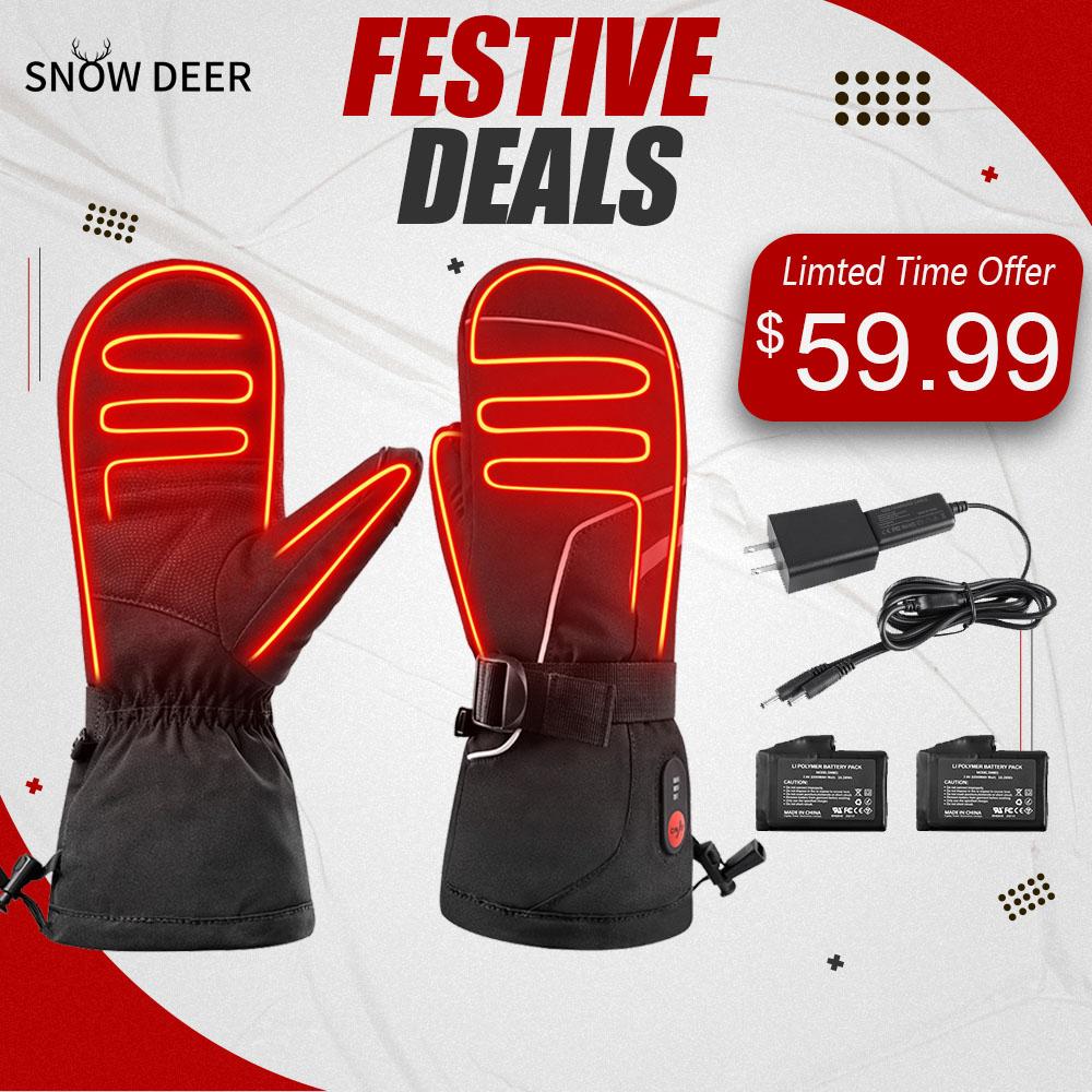 SNOW DEER Electric Ski Gloves for