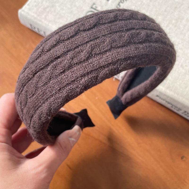Koreanischer Wollstrick-Stirnreif mit breiter Krempe für Damen - Elegante Haarklammer für den Herbst/Winter.