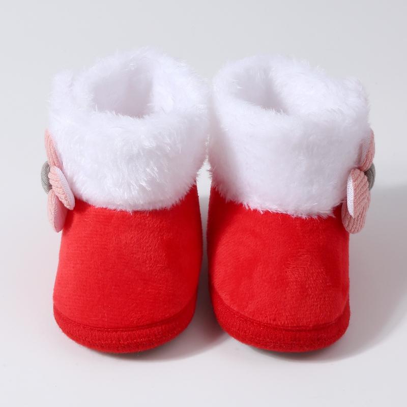 

Младенцы Девочки Хлопковые Ботинки Мягкая подошва Теплые Ботинки Цветочный Декоративный 13 красный