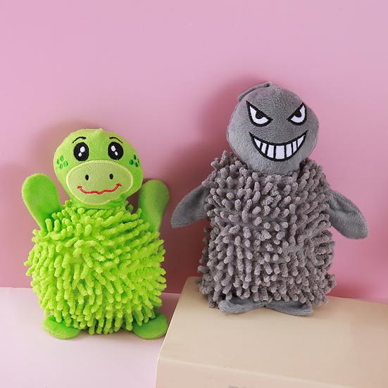 Squeaky Plush Dog Toy Mop Animal Design Stuffed Crinkle Pet Chew Toy Interactive Puppy Teething Toy for Small Dogs