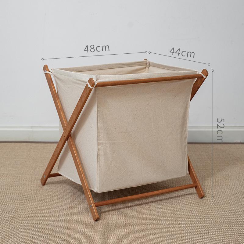 Solid Wood Foldable Laundry Basket for Bedroom and Bathroom Storage