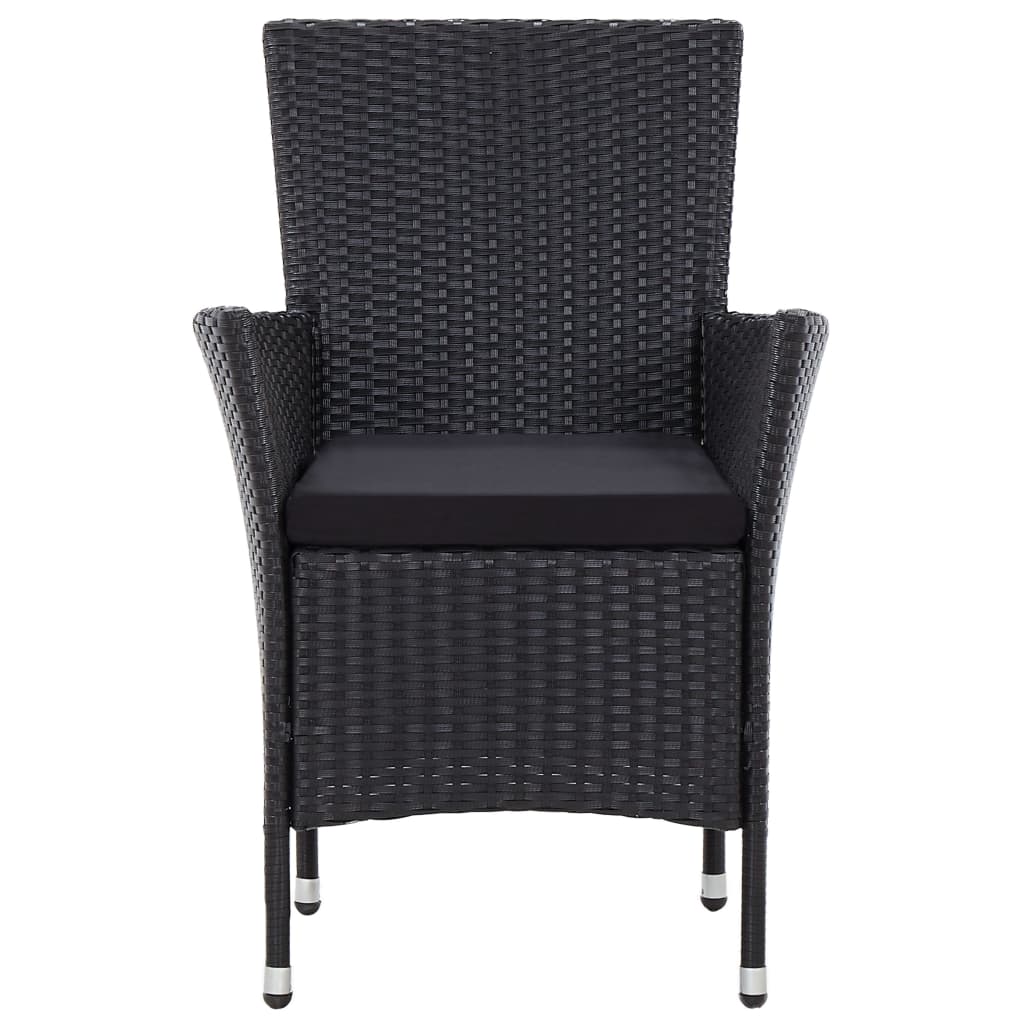 5 Piece Garden Dining Set with Cushions Poly Rattan Black