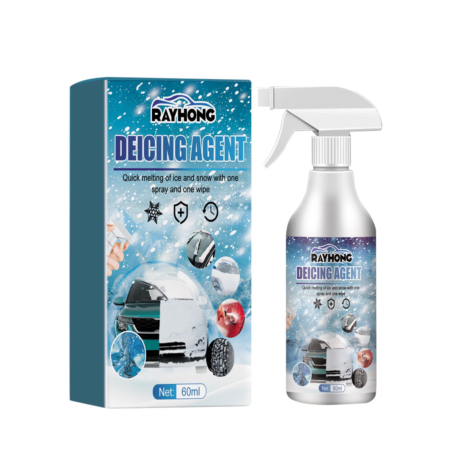 

Rayhong De-icer - Fast and powerful de-fogging, de-icing and snow melting cleaner for automotive windshields and windows, 60ml